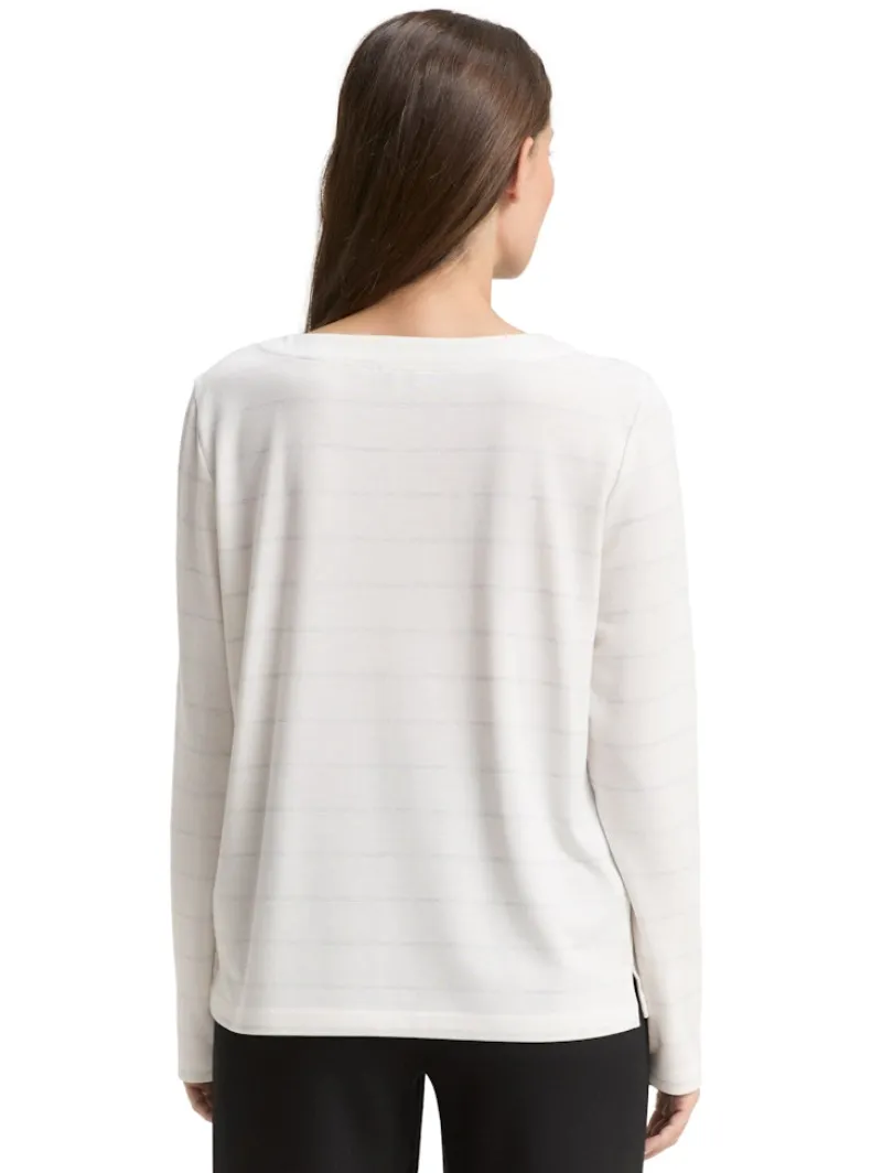 Tom Tailor Shirts*Langarmshirt mit Glitzer-Streifenmuster white stripe with lurex