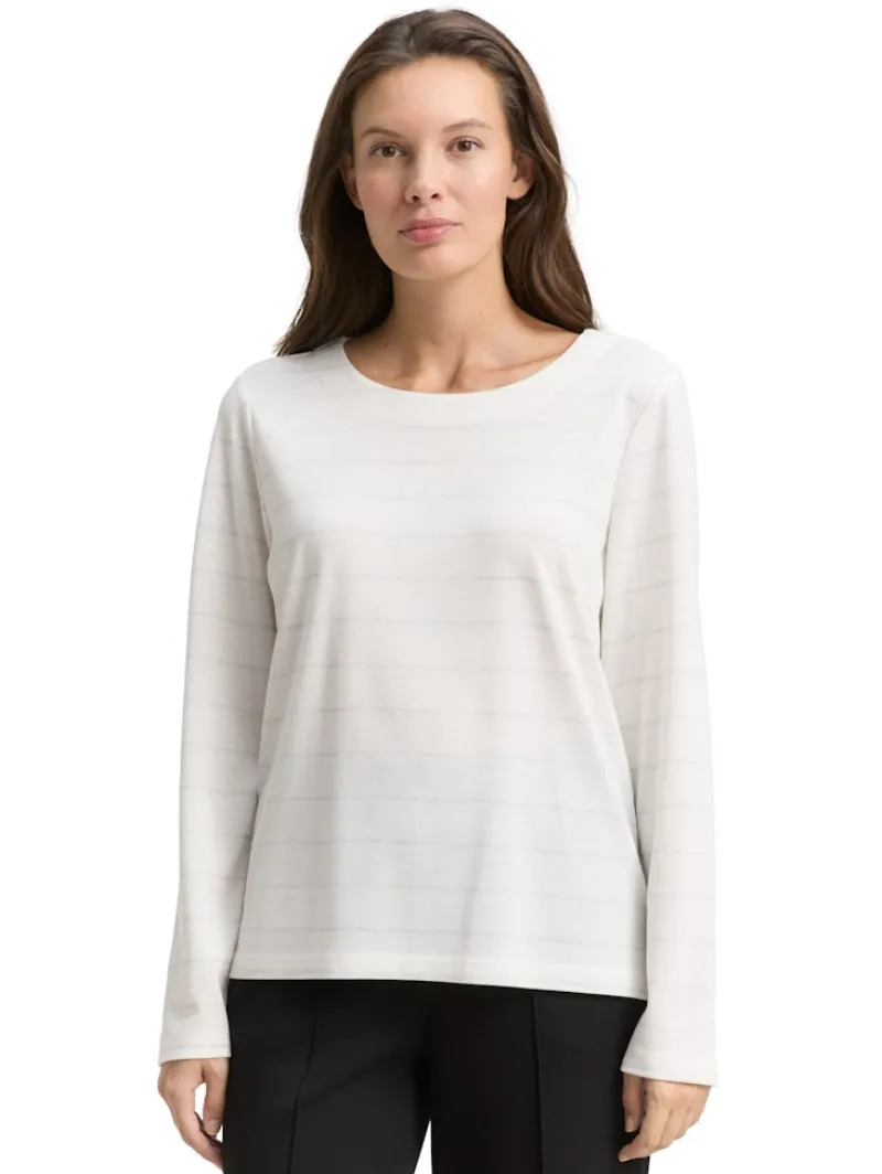 Tom Tailor Shirts*Langarmshirt mit Glitzer-Streifenmuster white stripe with lurex