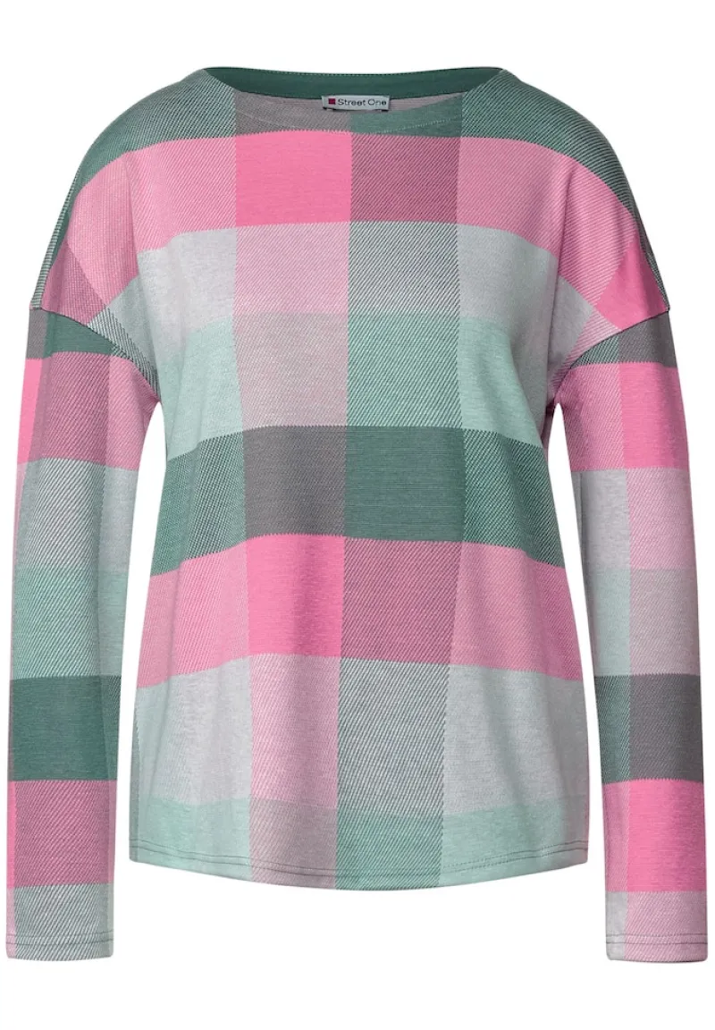 Street One Shirts*Langarmshirt mit Karomuster dark clary mint