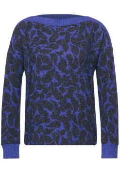 Street One Shirts*Langarmshirt mit Print eminent blue melange