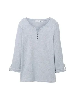 Tom Tailor Shirts*Langarmshirt mit Turn-Up-Funktion offwhite navy small stripe