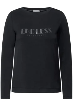 Cecil Shirts*Langarmshirt mit Wording Black