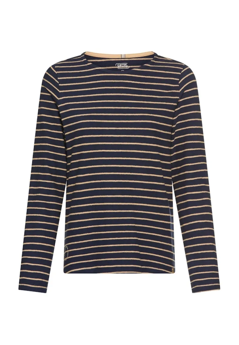 Camel Active Shirts*Langarm-T-Shirt aus Bio-Baumwolle ink blue stripes