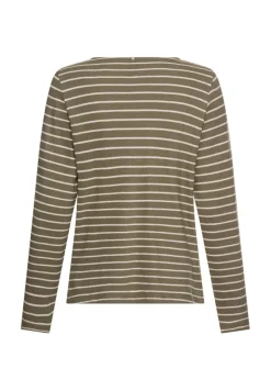 Camel Active Shirts*Langarm-T-Shirt aus Bio-Baumwolle shadow khaki stripes