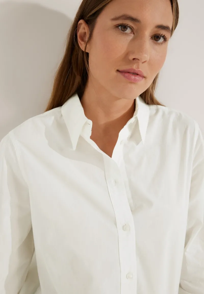 Cecil Blusen*Lange Bluse aus Baumwolle vanilla white