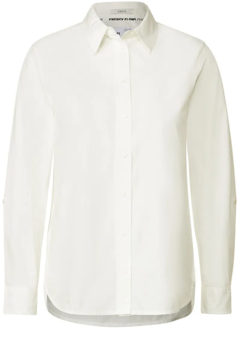 Cecil Blusen*Lange Bluse aus Baumwolle vanilla white