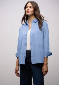 Street One Blusen*Lange Cord Hemdbluse frosted blue