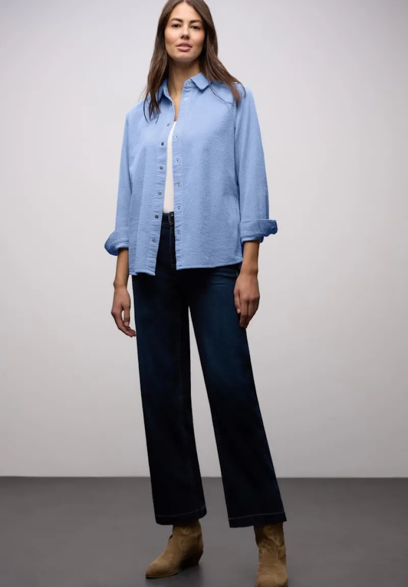 Street One Blusen*Lange Cord Hemdbluse frosted blue