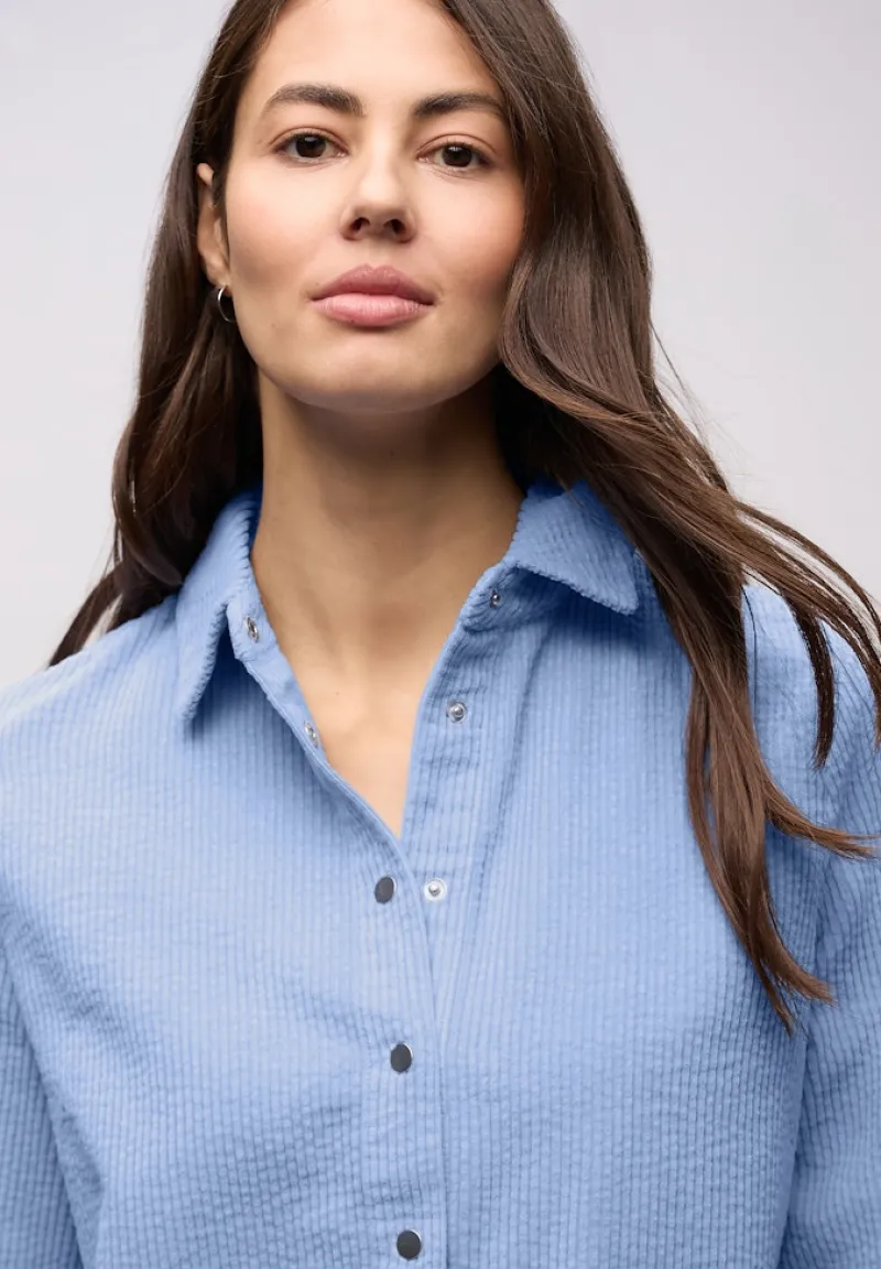 Street One Blusen*Lange Cord Hemdbluse frosted blue