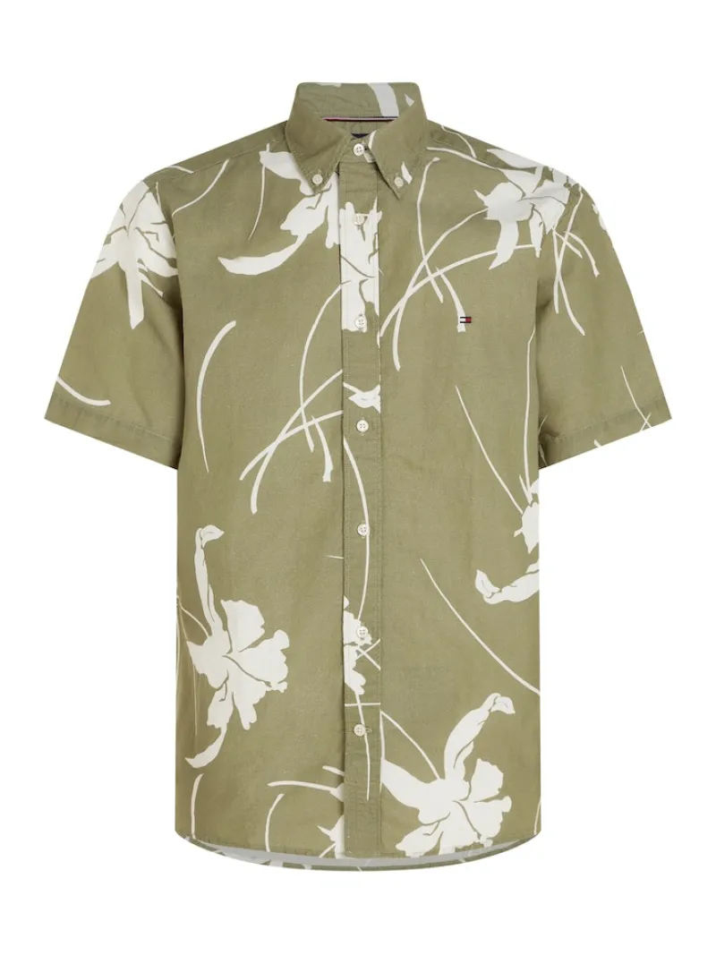 Tommy Hilfiger Hemden|Big Boys*LARGE TROPICAL PRT SHIRT S/S faded olive - optic white