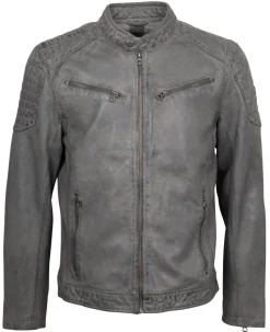 Gipsy Jacken|Big Boys*Lederjacke mit Stehkragen Grau