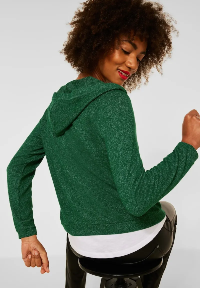 Street One Shirts*Legerer Hoodie Cardigan timeless green melange