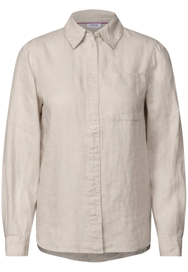 Cecil Blusen*Leinen-Hemdbluse pumice beige