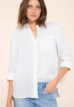 Cecil Blusen*Leinen-Hemdbluse white