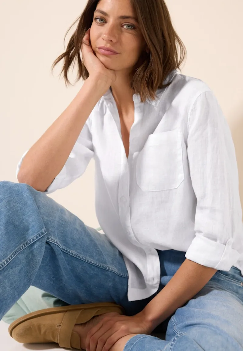 Cecil Blusen*Leinen-Hemdbluse white