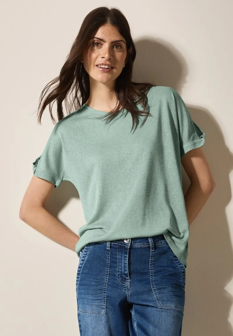 Cecil Shirts*Leinen-Look Glitzer-Shirt ice sage green