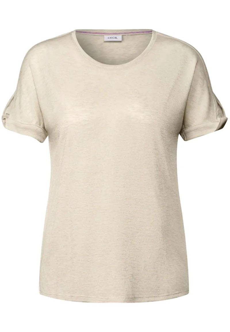 Cecil Shirts*Leinen-Look Glitzer-Shirt pumice beige