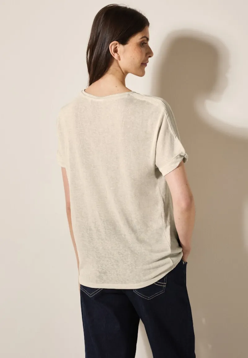 Cecil Shirts*Leinen-Look Glitzer-Shirt pumice beige