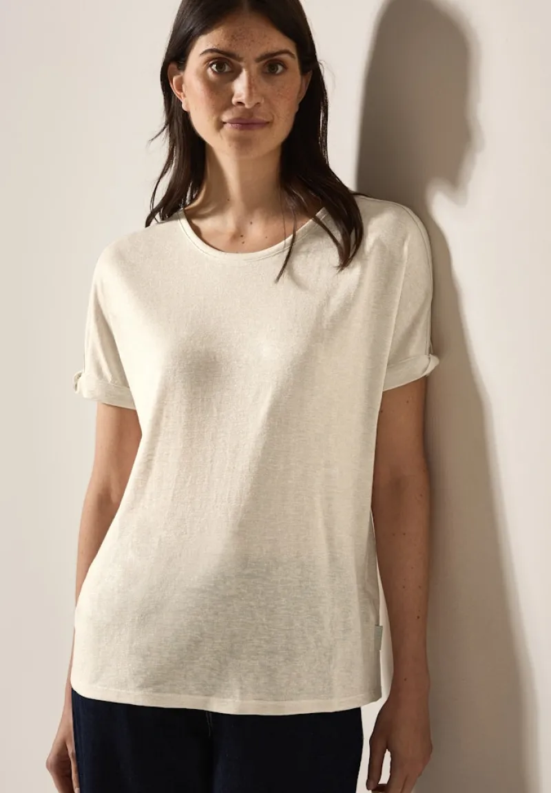 Cecil Shirts*Leinen-Look Glitzer-Shirt pumice beige