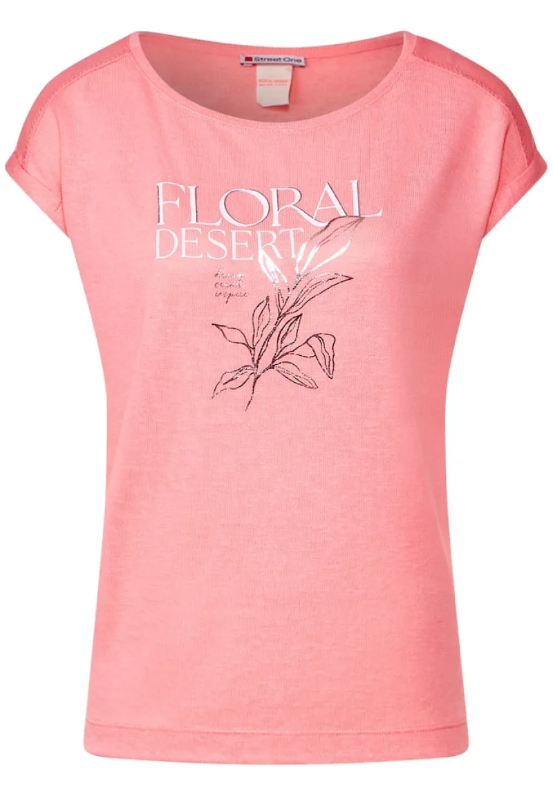 Street One Shirts*Leinenlook Partprint Shirt strong berry shake