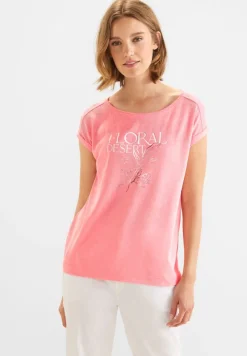 Street One Shirts*Leinenlook Partprint Shirt strong berry shake