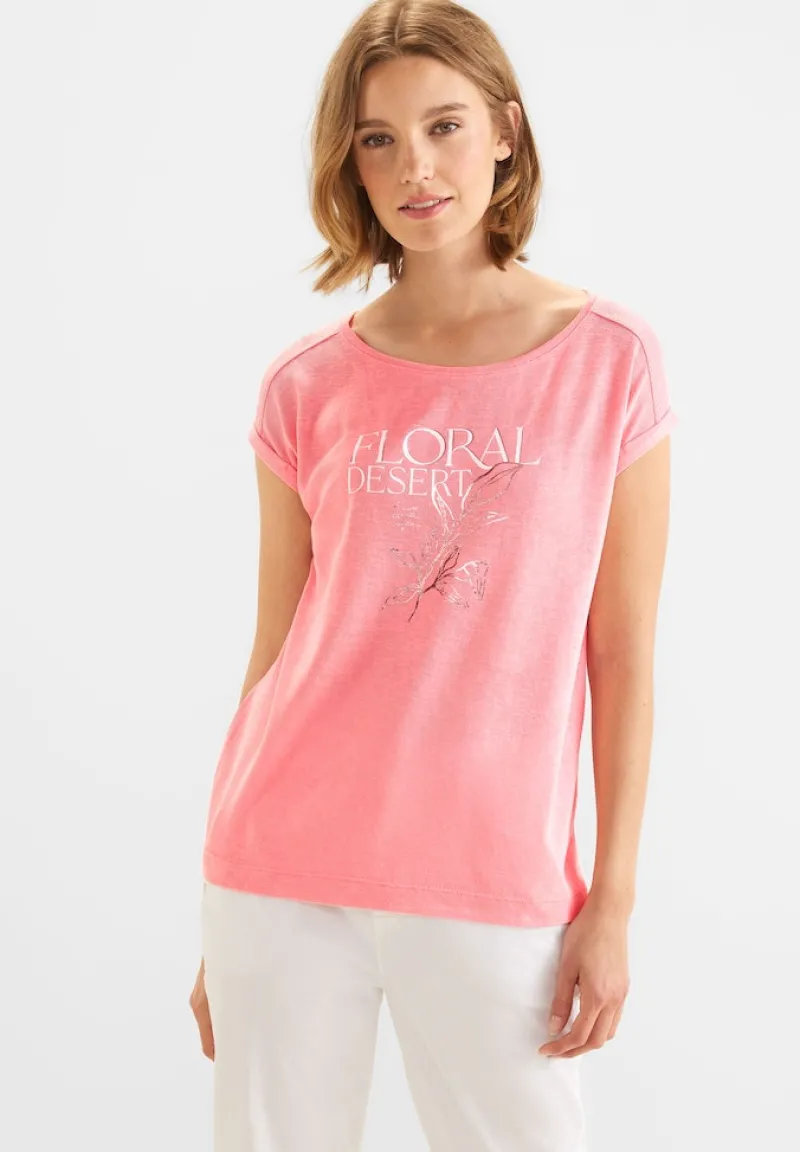 Street One Shirts*Leinenlook Partprint Shirt strong berry shake