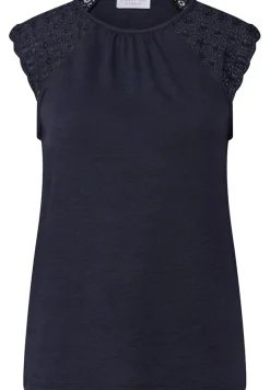 STREET ONE STUDIO Shirts*Leinen-Look Top mit Spitze dark void blue