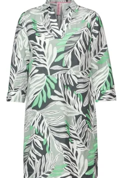 Cecil Kleider*Leinenmix Kleid mit Print soft salvia green