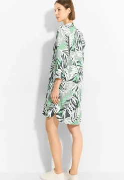 Cecil Kleider*Leinenmix Kleid mit Print soft salvia green