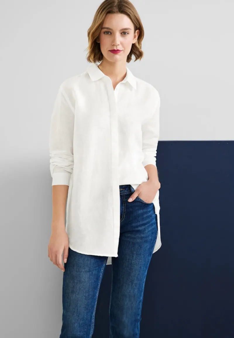 Street One Blusen*Leinenmix Longbluse off white