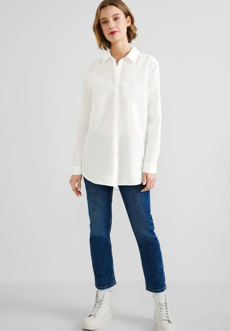 Street One Blusen*Leinenmix Longbluse off white