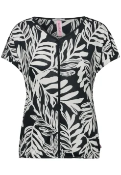 Cecil Shirts*Leinenmix T-Shirt Black