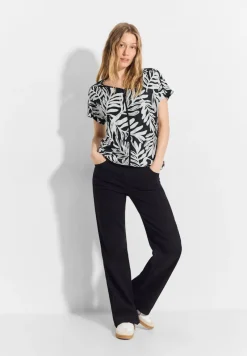 Cecil Shirts*Leinenmix T-Shirt Black