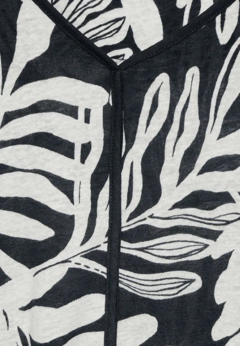 Cecil Shirts*Leinenmix T-Shirt Black