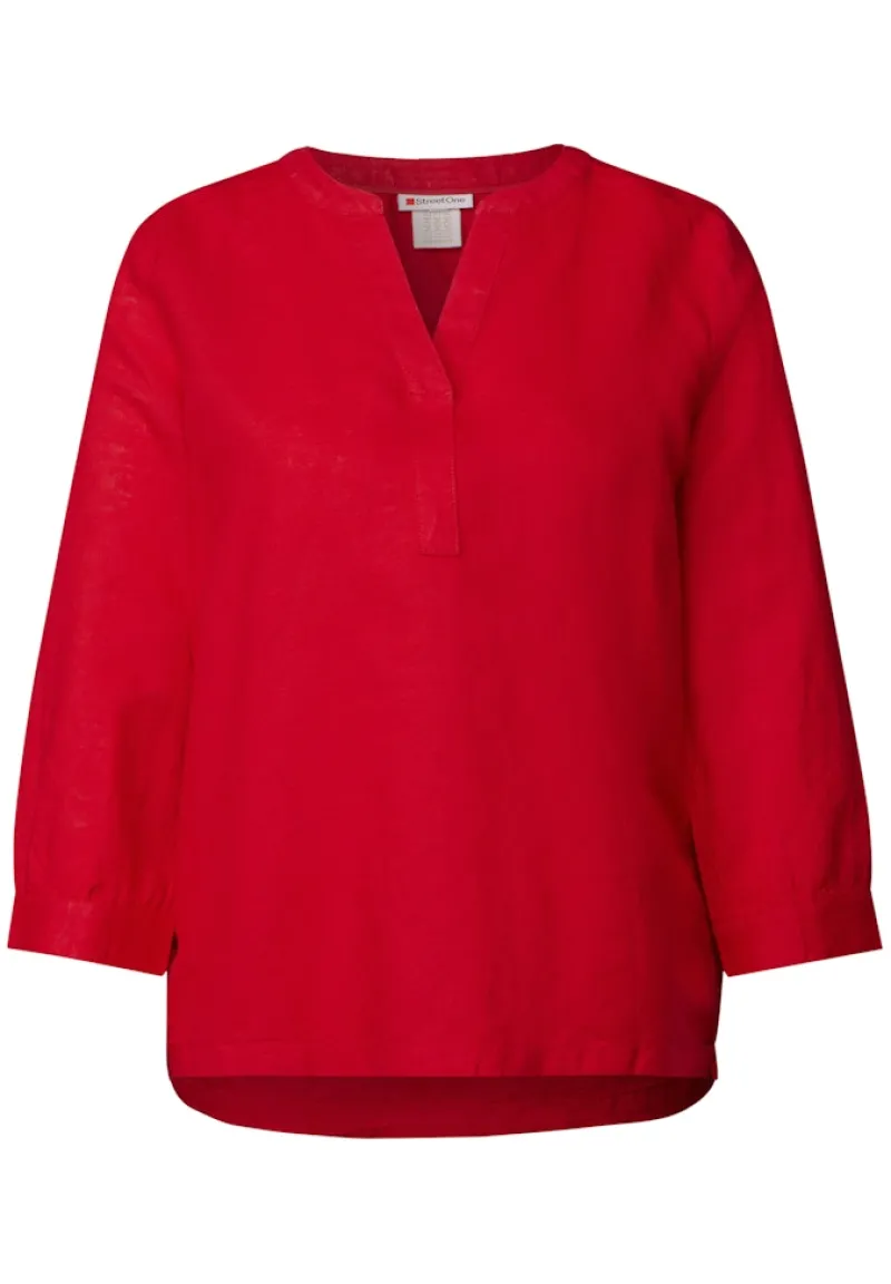 Street One Blusen*Leinenmix-Bluse in Unifarbe glory red