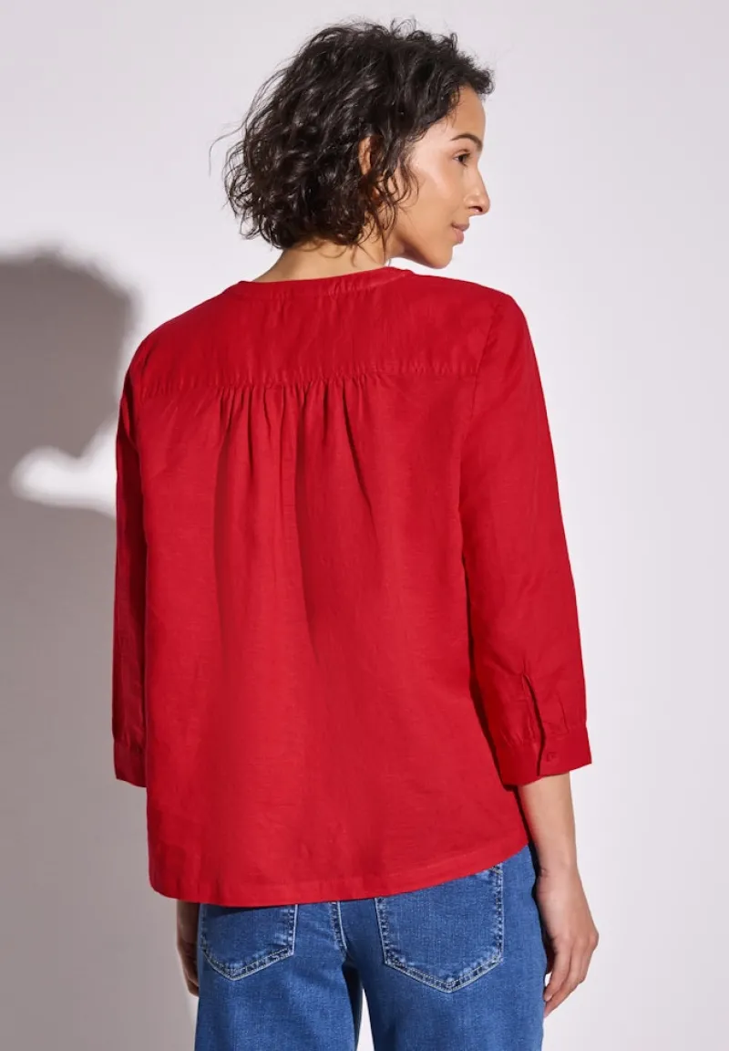 Street One Blusen*Leinenmix-Bluse in Unifarbe glory red