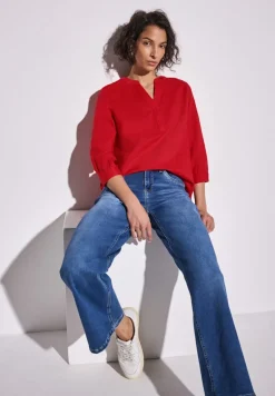 Street One Blusen*Leinenmix-Bluse in Unifarbe glory red
