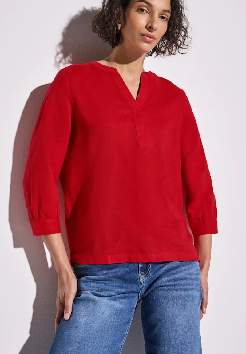 Street One Blusen*Leinenmix-Bluse in Unifarbe glory red