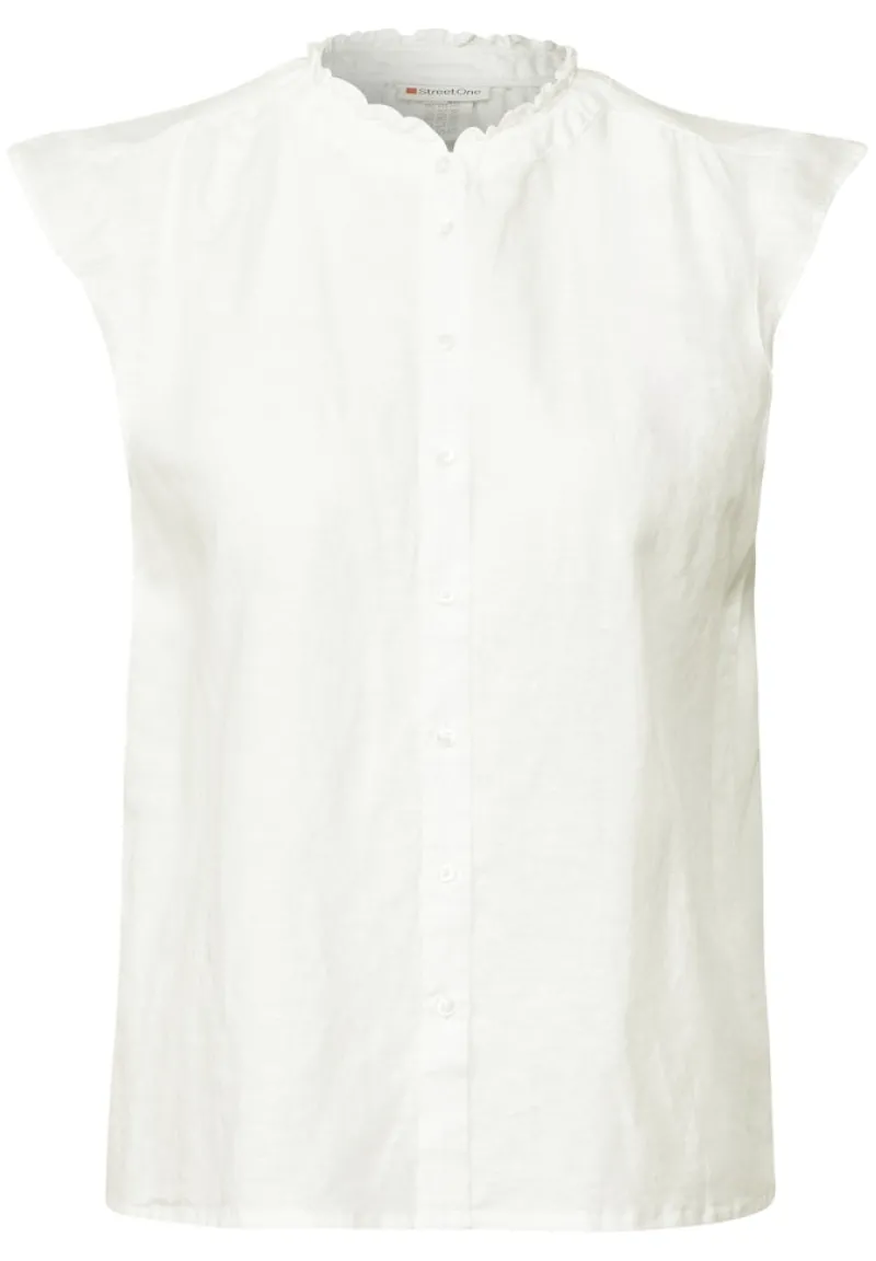 Street One Blusen*Leinenmix-Bluse mit Rüschen off white
