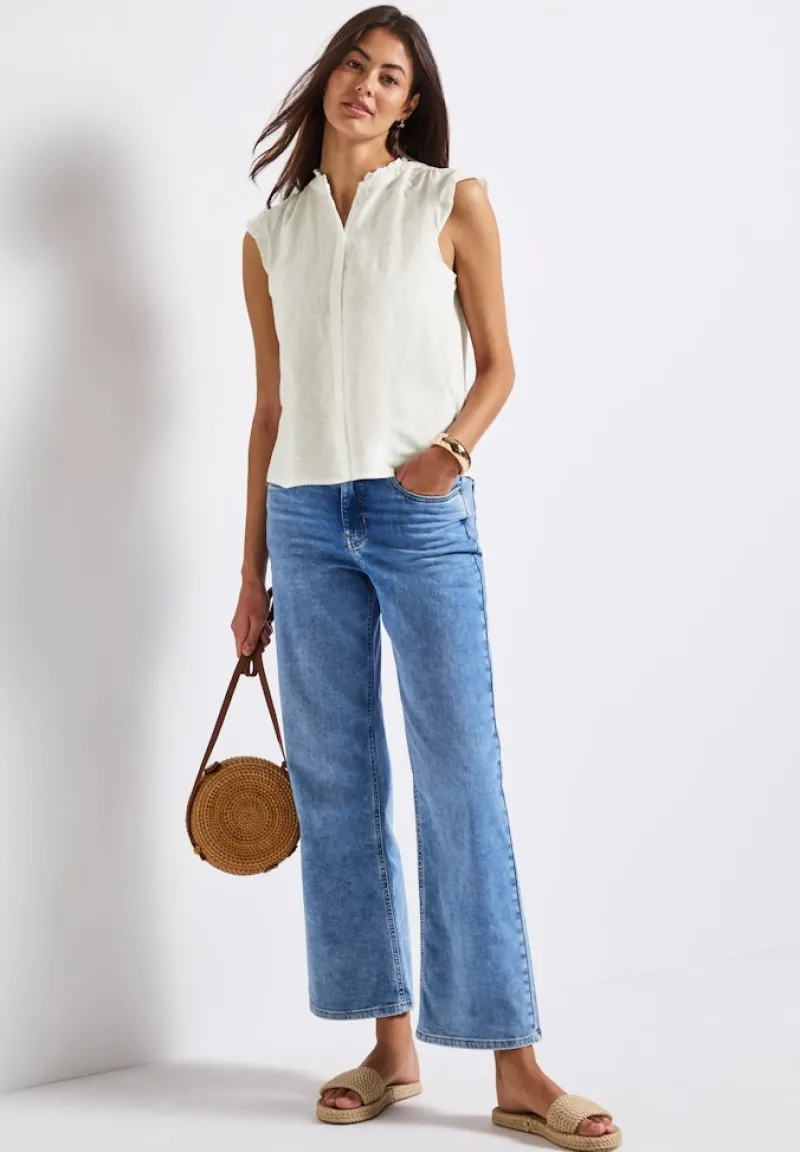 Street One Blusen*Leinenmix-Bluse mit Rüschen off white