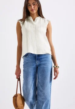 Street One Blusen*Leinenmix-Bluse mit Rüschen off white