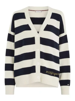 Tommy Hilfiger Pullover & Sweatshirts*LIGHTHOUSE STP BOXY V-NK CARDI light h stp- desert sky- ecru