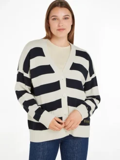 Tommy Hilfiger Pullover & Sweatshirts*LIGHTHOUSE STP BOXY V-NK CARDI light h stp- desert sky- ecru