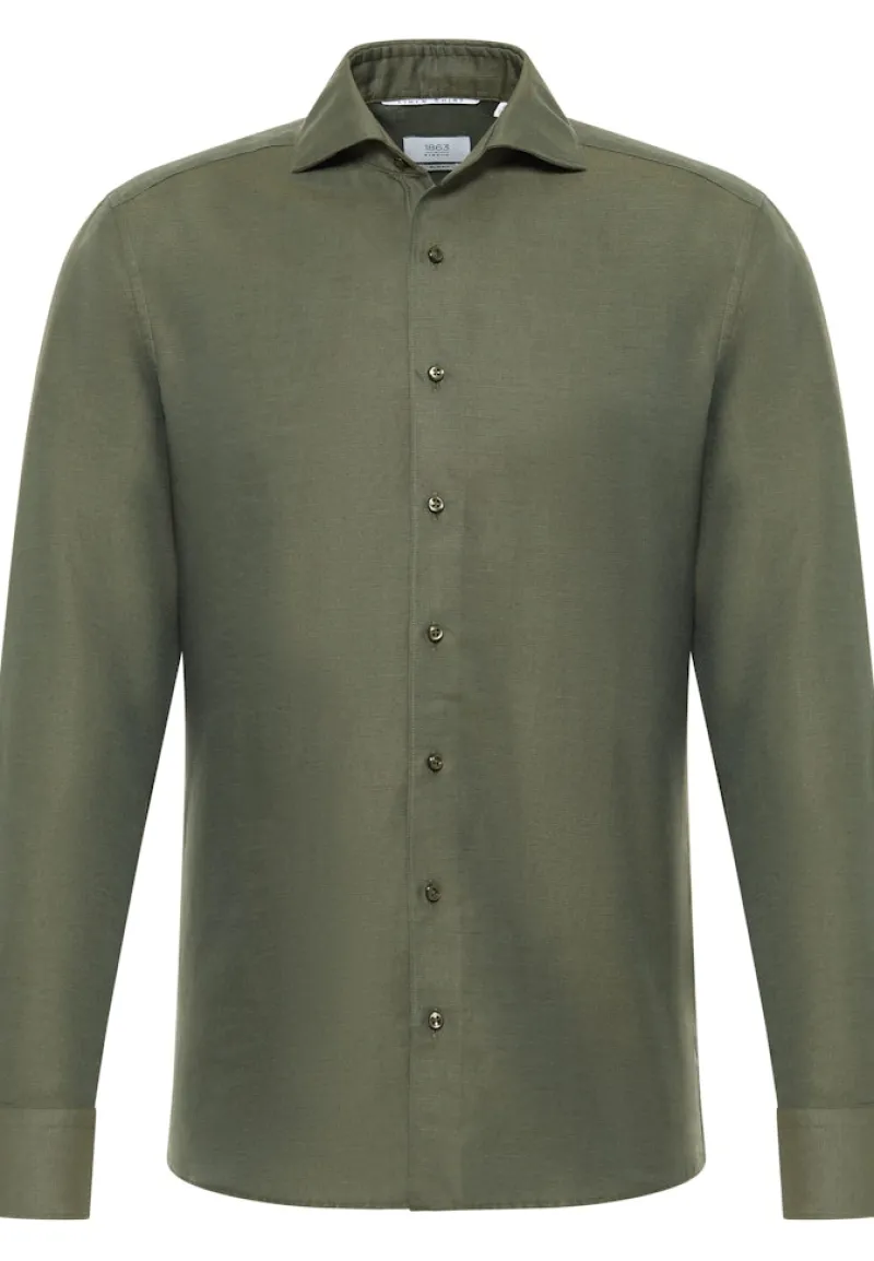 ETERNA Hemden|Big Boys*Linen Shirt Twill Langarm khaki