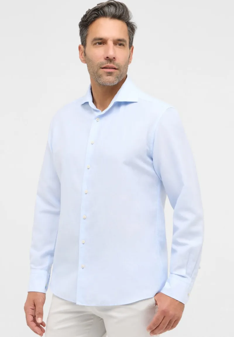ETERNA Hemden|Big Boys*Linen Shirt Twill Langarm pastellblau
