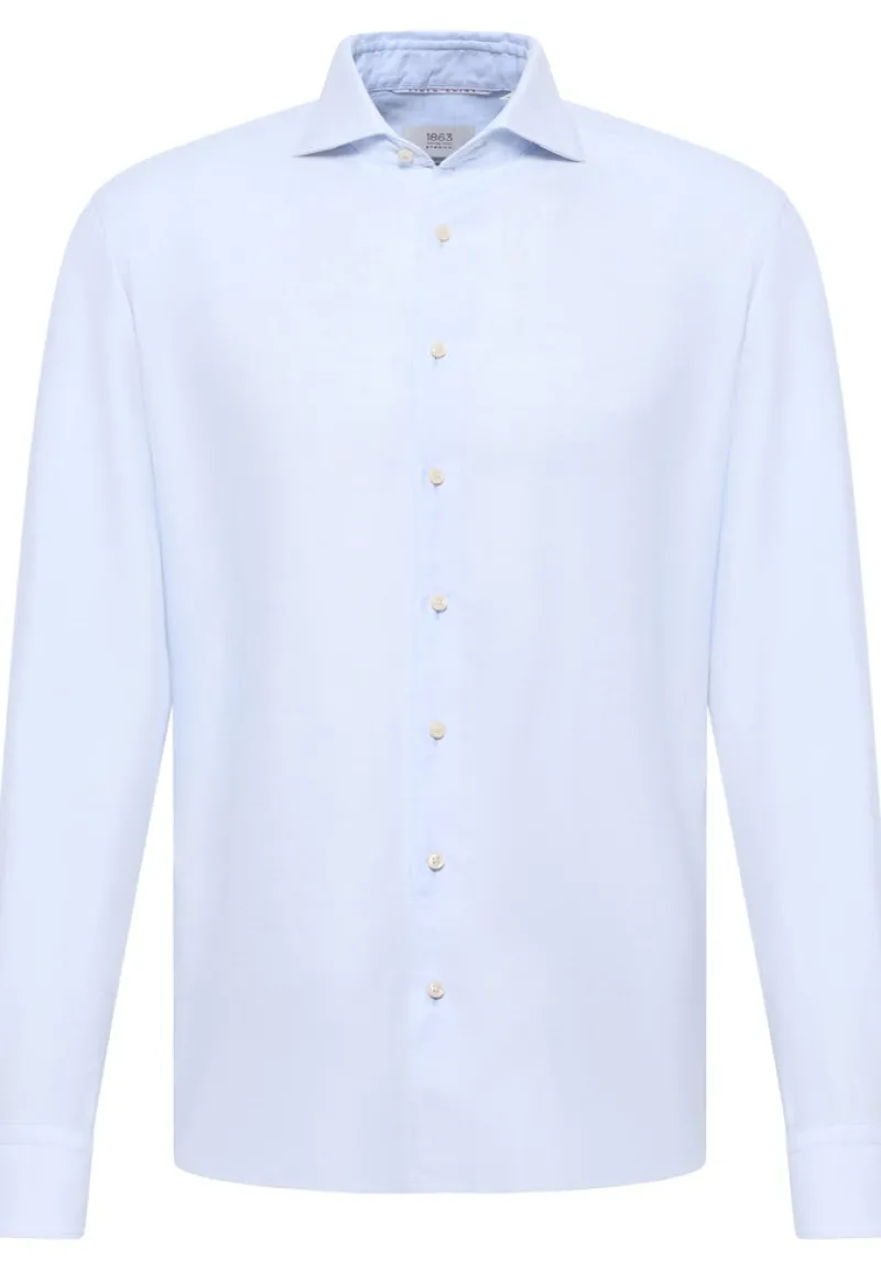 ETERNA Hemden|Big Boys*Linen Shirt Twill Langarm pastellblau