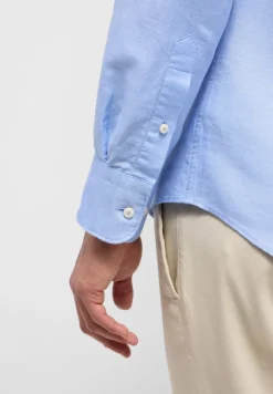 ETERNA Hemden|Big Boys*Linen Shirt Twill Langarm azurblau