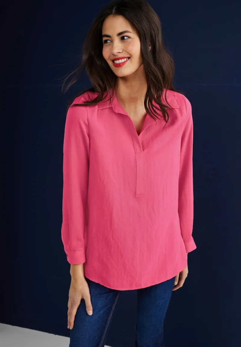 Street One Blusen*Longbluse mit Hemdkragen berry rose