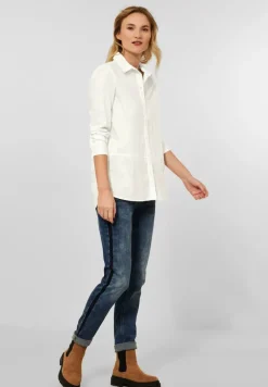 Cecil Blusen*Longbluse mit Knopfleiste vanilla white