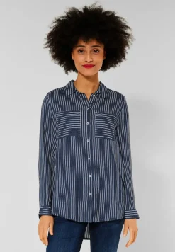 Street One Blusen*Longbluse mit Streifenmuster grey blue